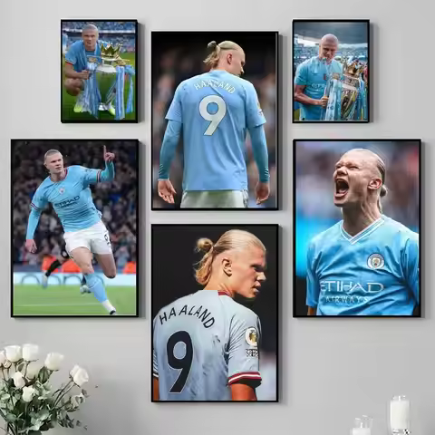 E-Erling H-Haaland Poster Self-adhesive Art Waterproof Paper Sticker Coffee House Bar Room Wall Deco