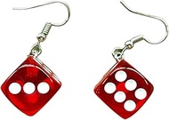 1 Pair Red Iumer Women Dice Earrings Disco Dancing Earrings Punk Funny Geometric 3D Dice Drop Dangle