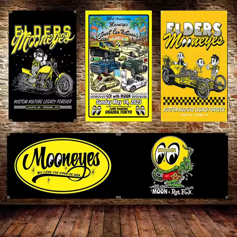 90x150CM 3X5FT Moon eyes Flag Polyester Printed Racing Banner For Decor