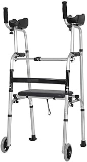 Walkers for Seniors Cane Elderly Crutches,Training Frame Pulley Thicken Foldable Disabled Four-Legged Cane Standing Aluminum Alloy Adjustable Height Rehabilitation aid Wa (Cushion) Comfortable vision