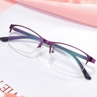 PTQ แว่นสายตาสั้นสำหรับสุภาพสตรีครึ่งกรอบป้องกันแสงสีฟ้าแว่นสายตาที่มีใบสั่งจากแพทย์แว่นตาสำเร็จ-0.5 To -4.0