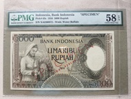 5000 Rupiah Tahun 1958 Specimen Coklat PMG 58 EPQ (PMG Certified)