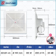 SUZUME พัดลมดูดอากาศ 8/10นิ้ว/12นิ้ว/60*60cm พัดลมระบายอากศ แบบฝังฝ้าเพดาน ที่ดูดอากาศ พัดลมระบายอาก