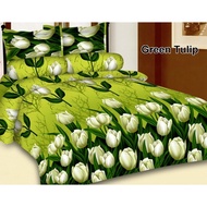 SPREI BUNGA TULIP HIJAU MOTIF BUNGA TULIP TERLARIS TERMURAH SET SPREI