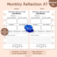 Planner Book Refill Paper Binder Monthly Reflection Journal Simple Minimalist A7