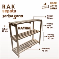 Shoe and Sandal Rack Size 75x26x70 cm Made of Genuine Teak Wood, Dismantle and Reassemble Constructi