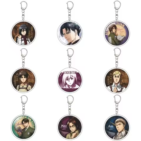 55MM Anime Attack on Titan Keychain Erwin Smith/Rivaille Ackerman/Jean Kirstein Key Chain Acrylic Mo