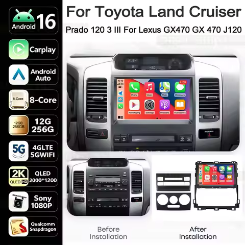 2K For Toyota Land Cruiser Prado 120 3 III For Lexus GX470 GX 470 J120 2002 - 2009 Car Radio Multime