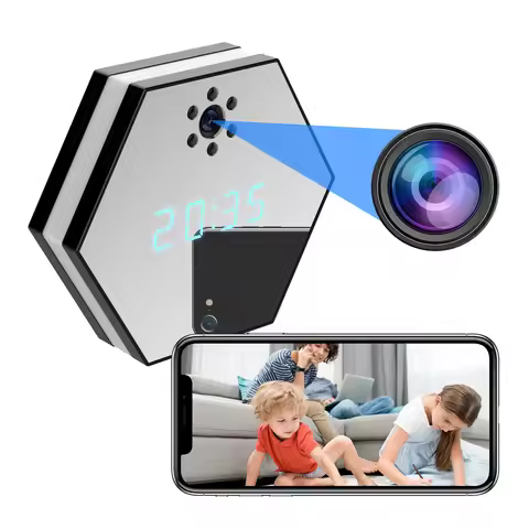 4K HD WiFi Mini Camera Electronic Clock Take Photo Two Way Audio Infrared Night Vision Indoor Securi