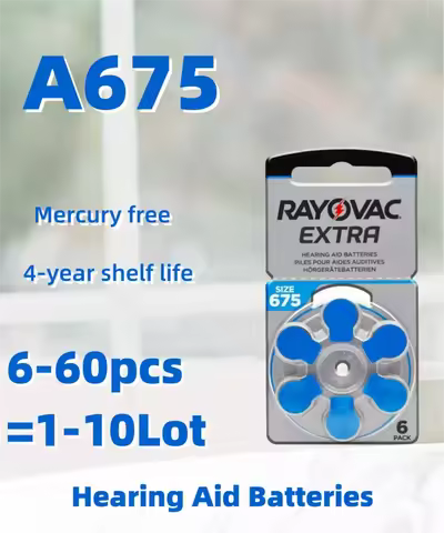 6-60PCS Rayovac Extra Mercury Free Hearing Aid Batteries Size 675 675A A675 PR44 Battery For Sound A