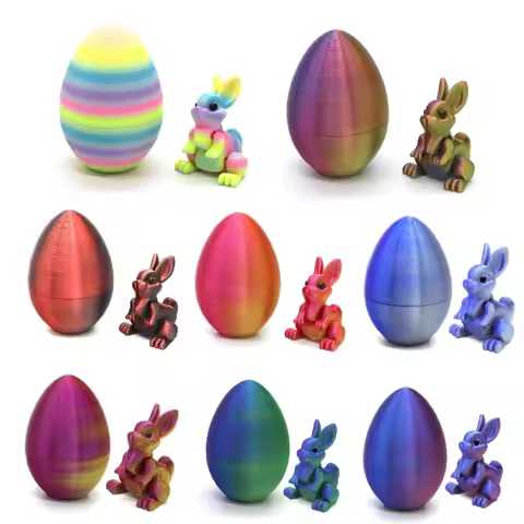 3D Printed Bunny Eggs Easter Decorations Rabbit Home Desktop Ornament Children's Easter Parties Favo