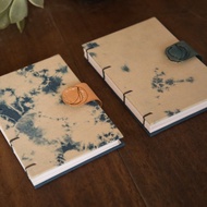 絞染水晶X科普特式縫製手工書(加皮扣)。筆記本/紀念冊/手帳