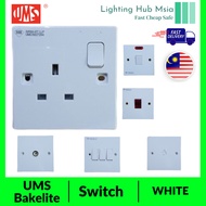 ( 10 PCS ) Ums Bakelite Series Power Point Light Switch Cantik Good Quality Double Pole 1Gang1Way 2G
