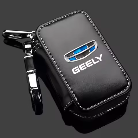 Leather Car Key Protection Shell Bag Carbon Filber Car Key Case For geely coolray atlas Emgrand X7 E