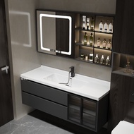 Modern Bathroom Cabinet Ceramic Basin Light Luxury Smart Mirror Washbasin Set