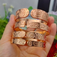 Pure Red Copper Lotus Auspicious Words Eight Treasures Bracelet Pure Copper Bracelet Red Copper Wide