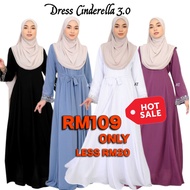 DRESS CINDERELLA 3.0 - Jubah Muslimah| Baju Raya| Kenduri | Plain Chiffon | Pregnant, Nursing | Putih, Hitam, Purple