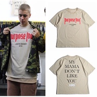 เสื้อยืดแขนสั้น ลาย Purpose tour แบบ Justin Bieber สไตล์ฮิปฮอป สำหรับผู้ชาย