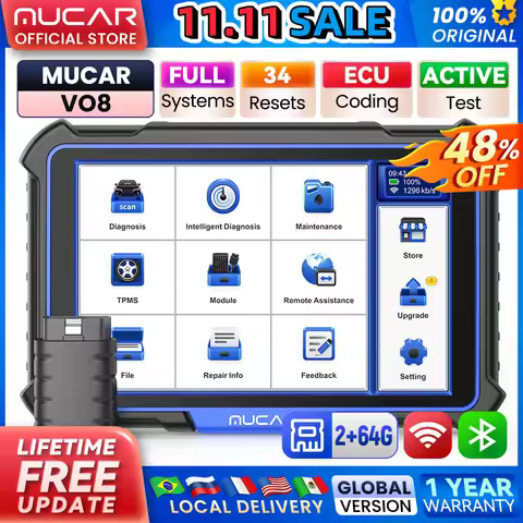 MUCAR VO8 Professional OBD2 Diagnostic Tool Full System Scan Tool 34 Resets Car Scanner ECU Coding B