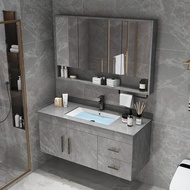 "Toilet Storage Cabinet With Mirror Bathroom Sink Toilet Cabinet Waterproof With Mirror Light Luxury High Hardness Stone Plate Small Apartment Smart Modern Green Environmental Protection No Odor 2 dian  浴室柜