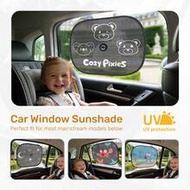 2pcs Cartoon Pattern Car Side Window Sunshade With Suction Cup, Foldable Durable 80g Mesh Car Window