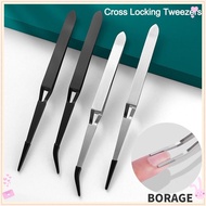 BORAG Craft Tweezers, Universal Tools Cross Locking Tweezers, Accessories Stainless Steel Silicone Soldering Tweezers