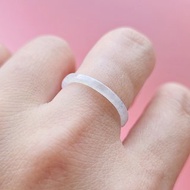 【親翠】天然翡翠 冰莫西沙美人條方戒手指鐲10.5號戒圈 R款