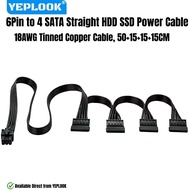 YEPLOOK 6Pin to 4 SATA Straight for Corsair HX-i, HDD SSD Power Cable for HX1500i, HX1200i, HX1000i,