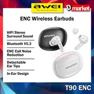 Awei T90 ENC Wireless Earbuds In-Ear Semi In-Ear ENC Gaming Earbuds Noise Reduction Headphone Awei B