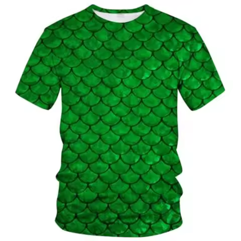 Funny Fish Scale Pattern 3D Print Tshirt Men And Women Summer Fashion Personality O Neck Short Sleev