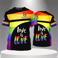 2026 LGBT Pride 3D printed men's T-shirt custom name gay couple T-shirt rainbow flag gay short sleev