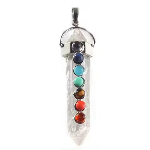 Crystal Hexagon Prism Stone Chakra Pendulums For Dowsing Divination Natural Amethyst Rose Quartz Rei