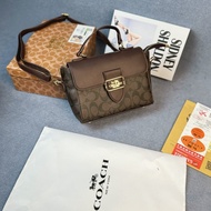With Box COA Women's High Quality  Handbag Korean Edition Spliced Colored Shoulder Crossbody Bag Retro Small Square Bag