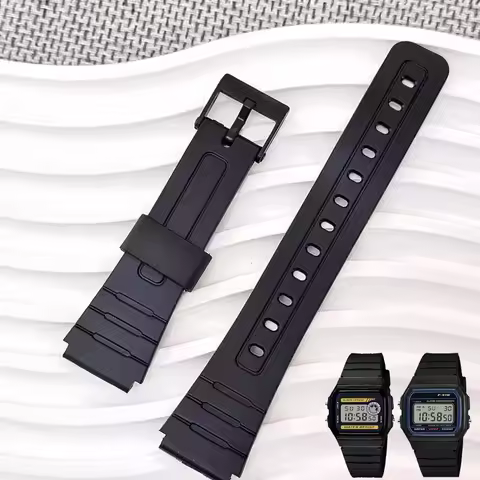 Watchband for Casio electronic watch F-84 F91 F-91W F94 105 series resin silicone watch with raised 