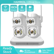 Hamrol Paket CCTV Tahan Air dengan 10 Channel 2 Kamera 8MP PTZ NVR Nirkabel Sistem Keamanan Dukungan
