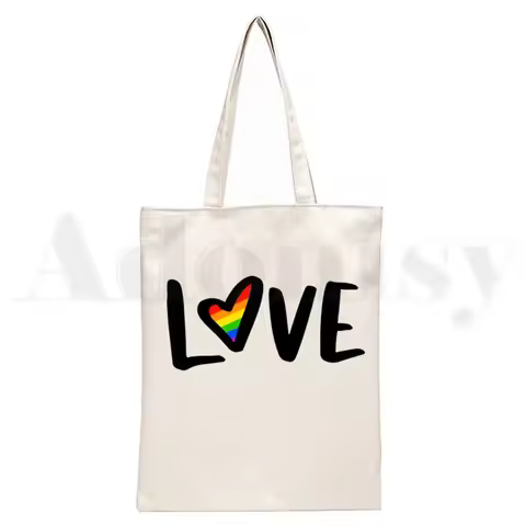 Lgbt Love Wins Female Bisexual Lesbian Gay Love Korea Ulzzang Shopper Bag Print Canvas Tote Bag Hand