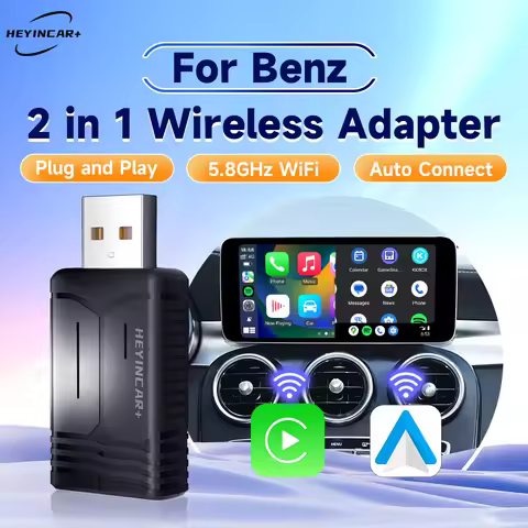 2025 HEYINCAR 2in1 Wireless Carplay Adapter Android Auto Wireless For Benz A C E S GLA GLB GLC 300 G