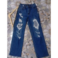 A412 (Tachpol Tuk) G4 Women's Jeans With Ripped Skirts Brown Leather Label hollister Brand Slim-Legg