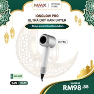 MMX IonGlow Pro: Ultra Hair Dryer dengan Ion Negatif 10M & Motor 110,000 RPM (Merah Jambu/Kelabu/Put