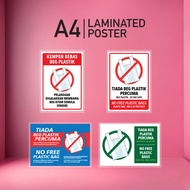 [Laminated Poster] A4 Size Papan Tanda Signage Kempen Bebas Beg Plastik / No Plastic Bag Campaign