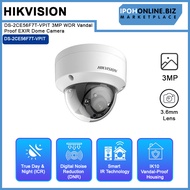 HIKVISION DS-2CE56F7T-VPIT 3MP WDR Vandal Proof EXIR Dome Camera - 3.6MM