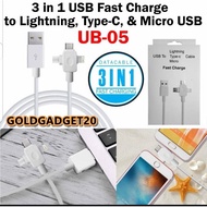 Usb 3 In 1 Type C Micro Lightning Charger Cable Ub-05