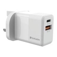 ✴️歡迎使用消費券✴️  Verbatim 2 Port 20W PD &amp; QC 3.0 USB 充電器 白色 66633 香港行貨