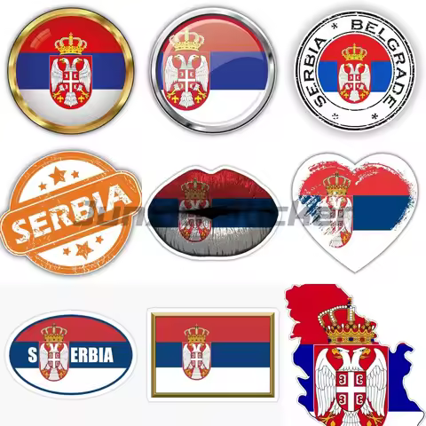 SERBIA National Flag Map Badge Country Code Sticker Srbija SERBIAN Flag Decal for Car Truck Bikenati