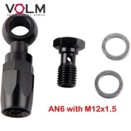 Car Motorcycle Hydraulic Stainless Steel Nylon Braided AN6 Fuel Oil Hose Fitting Banjo 12 14mm With 