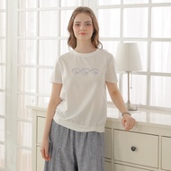 [CUMAR] Love Beaded Ice Porcelain Cotton Top White Green