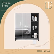 Design Plan Bathroom Space Aluminum Wall-Mounted Mirror Cabinet With Handle Black