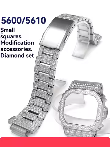 For Casio G-SHOCK Small Square DW-5600E GW-B5600 GW-M5610 G-5600 Modified Diamond Case Metal Shell S