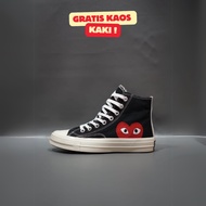 Converse Chuck Taylor 70s X CDG Play Love Black White High Premium Original 100%