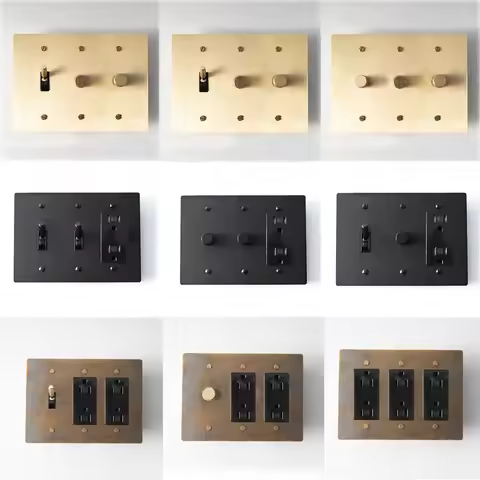 3Gang 110V 3way Switch 2way Dimmer Brass Knulred Toggle 30Days Customized Golden Black Retro Bronze